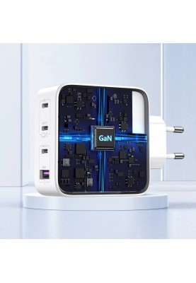 Зарядний пристрій 4xUSB 100W GaN (3хUSB-C+USB-A) білий CD226 Ugreen