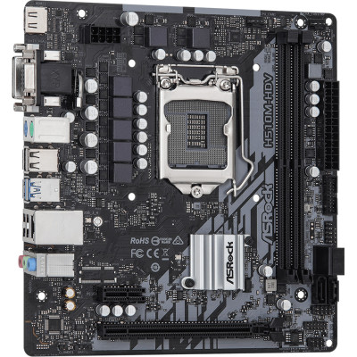 Материнська плата ASRock H510M-HDV R2.0 (1200/H510, 2*DDR4, 1xPCIex16, HDMI/DVI/VGA, 4xSATAІІІ, GLan, 7.1ch, mATX)