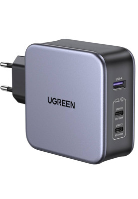 Зарядний пристрій 3xUSB 140W GaN (2хUSB-C+USB-A) CD289 with C to C Cable 1.5 м Gray Ugreen