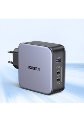 Зарядний пристрій 3xUSB 140W (2хUSB-C+USB-A) Gan CD289 with C to C Cable 1.5 м Gray Ugreen