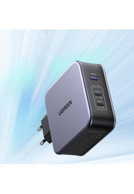 Зарядний пристрій 3xUSB 140W (2хUSB-C+USB-A) Gan CD289 with C to C Cable 1.5 м Gray Ugreen