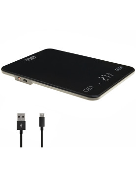 Ваги кухонні Adler AD 3177 black електронні/ 10кг/ г; мл, унція/ USB type C/ автовимкнення/ скло