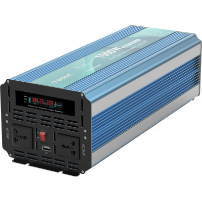 Інвертор Choetech з зарядкою, функція ДБЖ 12\220V 1500Вт, LiFePO₄/Li-ion/AGM/GEL, чиста синусоїда