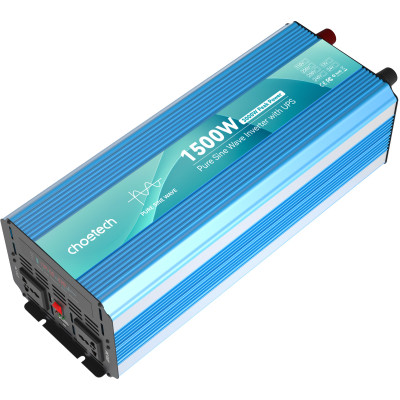 Інвертор Choetech з зарядкою, функція ДБЖ 12\220V 1500Вт, LiFePO₄/Li-ion/AGM/GEL, чиста синусоїда Інвертор Choetech з зарядкою, функція ДБЖ 12\220V 1500Вт, LiFePO₄/Li-ion/AGM/GEL, чиста синусоїда