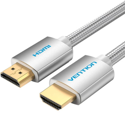 Кабель HDMI M - M, 15.0 м, V2.0, 4K обплетення, Silver Metal Type Vention