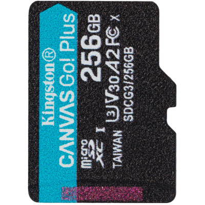 Memory card SD Kingston 256GB microSDXC C10 UHS-I U3 A2 R170/W90MB/s Canvas Go Plus