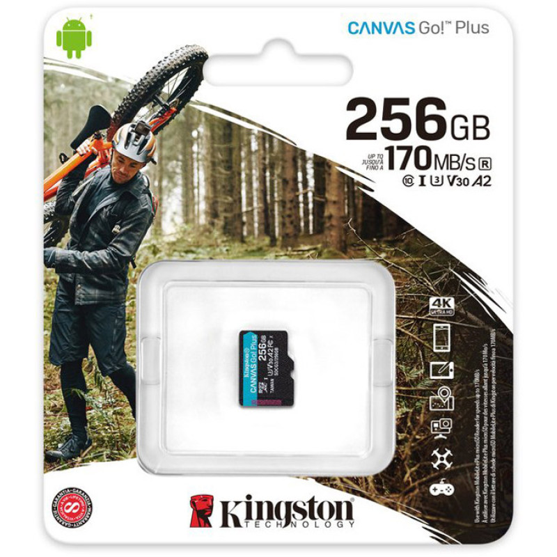 Memory card SD Kingston 256GB microSDXC C10 UHS-I U3 A2 R170/W90MB/s Canvas Go Plus