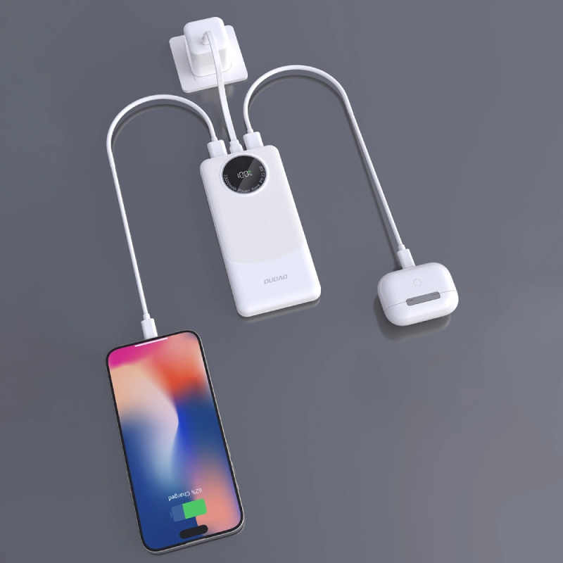УМБ Dudao 10000mAh K12 22,5W PD,QC 2xUSB-A,USB-C In/Out White