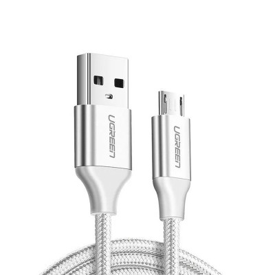 Кабель USB 2.0 AM-MicroUSB M, 1.5 м, 3.0A, (18W) Nickel Plating Білий, US290 UGREEN