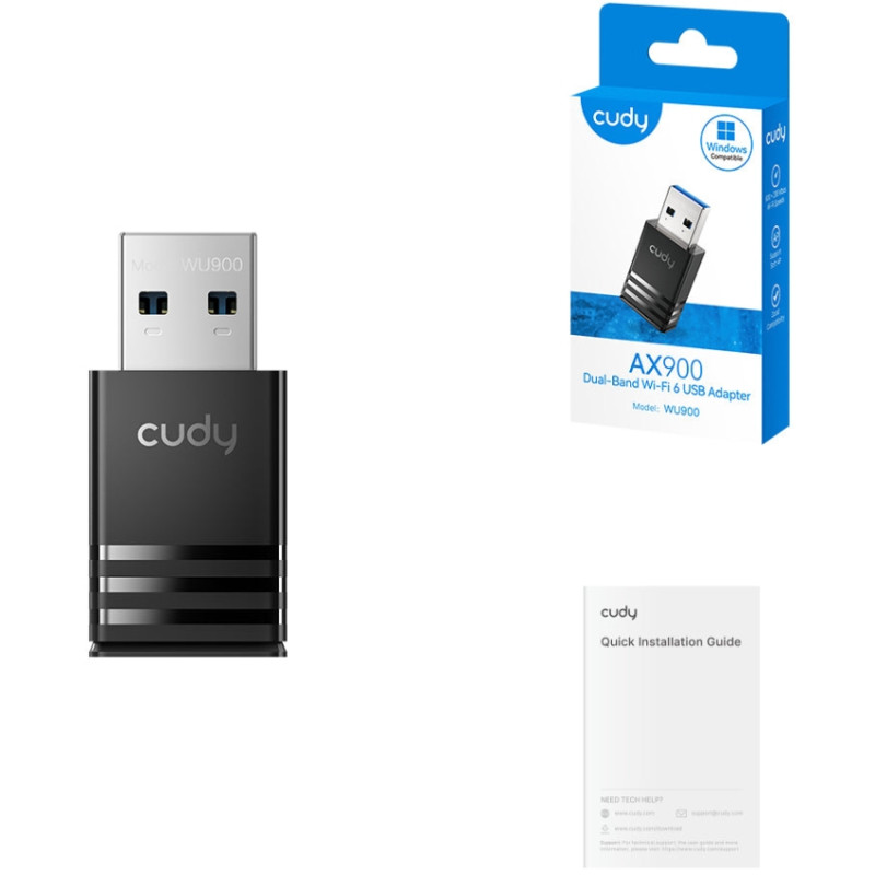 Адаптер WiFi Cudy WU900, AX900 Wi-Fi 6 USB  Adapter