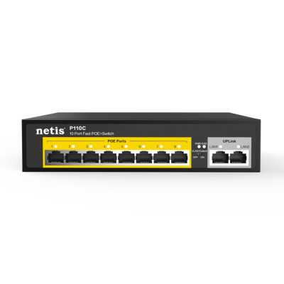 Комутатор Netis P110C, 8хPOE 10/100 Мбіт/с, 2х10/100 Мбіт/с RJ45
