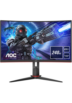 TFT 27" AOC C27G2ZE/BK, VA, 240Гц, вигнутий, DP, HDMI x 2, чорний червоний