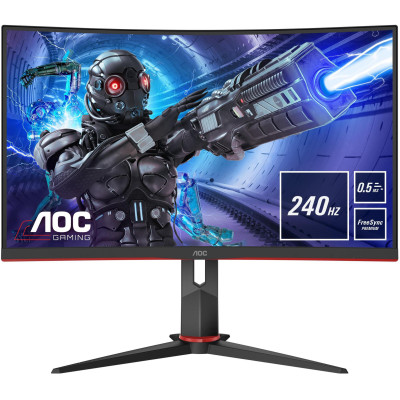 TFT 27" AOC C27G2ZE/BK, VA, 240Гц, вигнутий, DP, HDMI x 2, чорний червоний