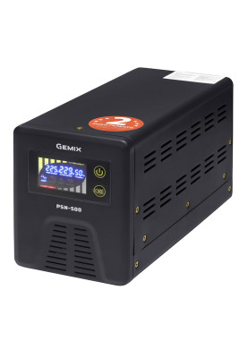 ДБЖ Gemix PSN-500, 500VA/300W 12V/220V, 15А, 1*Schuko, без АКБ