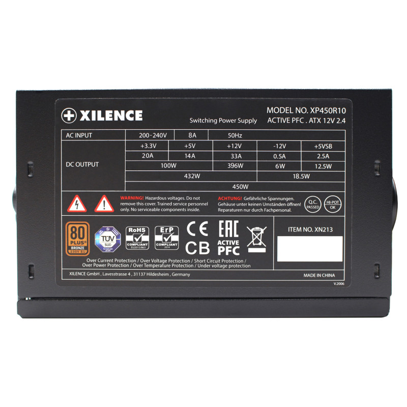 Блок живлення 450W Xilence XP450R10 Gaming series, 120mm, 80+ BRONZE, Retail Box
