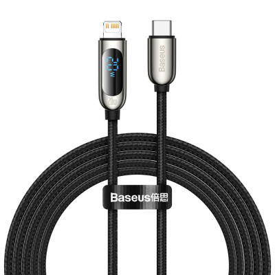Кабель USB3.1 Type-C M-Lightning M, 2.0 м, 20W, З дисплеєм Чорний  CATLSK Baseus