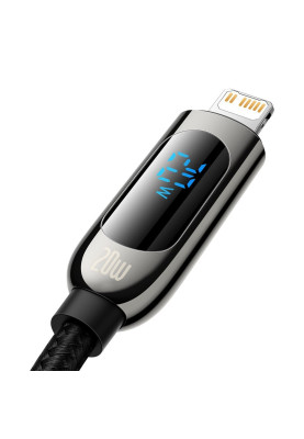 Кабель USB3.1 Type-C M-Lightning M, 2.0 м, 20W, З дисплеєм Чорний  CATLSK Baseus