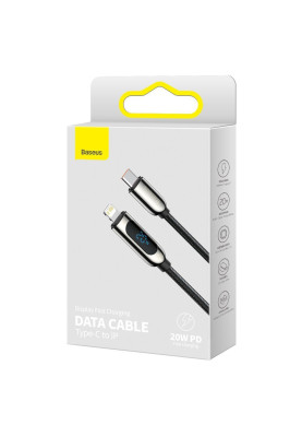 Кабель USB3.1 Type-C M-Lightning M, 2.0 м, 20W, З дисплеєм Чорний  CATLSK Baseus