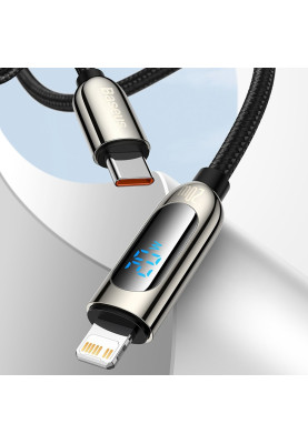 Кабель USB3.1 Type-C M-Lightning M, 2.0 м, 20W, З дисплеєм Чорний  CATLSK Baseus