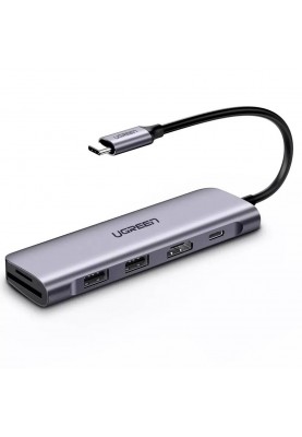 Док-станція USB3.0 Type-C --> HDMI/SD&TF/USB 3.0x2/PD Ugreen CM195 Косм. Сірий