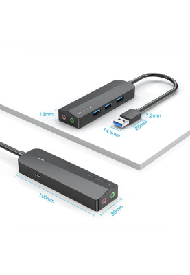 Хаб USB 3.0 -> 3хUSB 3.0/2хTRS Audio/USB Micro 1.0 м. Vention