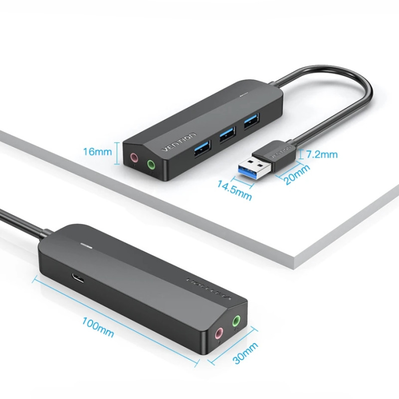 Док станція USB 3.0 -> 3хUSB 3.0/2хTRS Audio/USB Micro 1.0 м. Vention