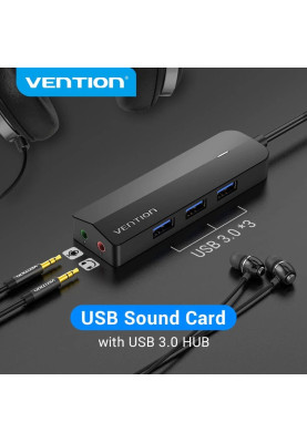 Хаб USB 3.0 -> 3хUSB 3.0/2хTRS Audio/USB Micro 1.0 м. Vention