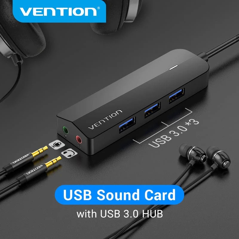 Док станція USB 3.0 -> 3хUSB 3.0/2хTRS Audio/USB Micro 1.0 м. Vention