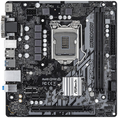 Материнська плата ASRock H510M-HDV (1200/H510, 2*DDR4, 1xPCIex16, HDMI/DVI/VGA, 4xSATAІІІ, GLan, 7.1ch, mATX)
