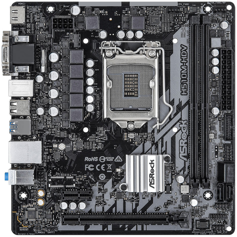 Материнська плата ASRock H510M-HDV (1200/H510, 2*DDR4, 1xPCIex16, HDMI/DVI/VGA, 4xSATAІІІ, GLan, 7.1ch, mATX)