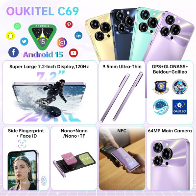 Смартфон Oukitel C69 7.2" HD+ /4GB/128GB/ T606 /6000mAh/ 64+8Мп/ Black Смартфон Oukitel C69 7.2" HD+ /4GB/128GB/ T606 /6000mAh/ 64+8Мп/ Black