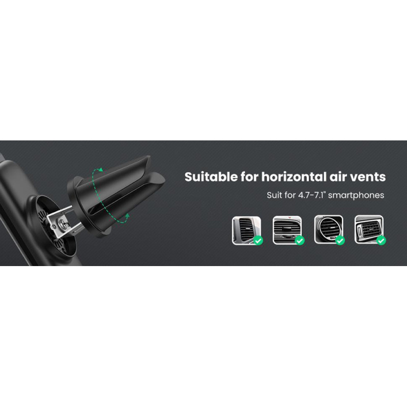 Автомобільне кріплення для смартфона 4.7-7.2" (На решітку) LP120  Ugreen Косм. Сіре