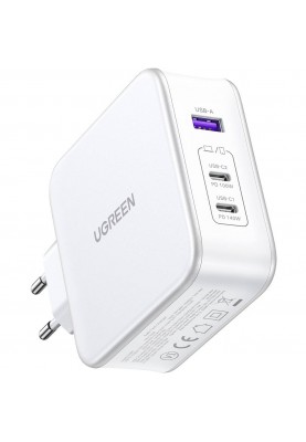 Зарядний пристрій 3xUSB 140W GaN (2хUSB-C+USB-A) CD289 with C to C Cable 1.5 м White Ugreen