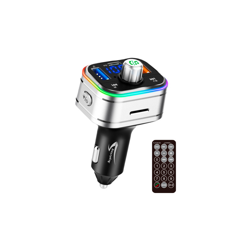автомобільний FM-трансміттер Aspiring Wave 2 LED/Bluetooth/MicroSD/DSP/QC3.0/Пульт ДК