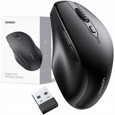 Мишка UGREEN 2.4GHz+Bluetooth MU101, бездротова, 4000dpi., 5кн., чорна