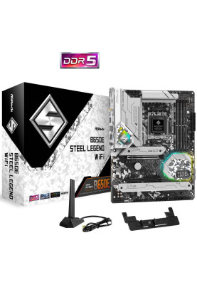 ASRock B650E Steel Legend WIFI (AM5/B650, 4*DDR5, 2xPCIex16, HDMI/DP, 4xSATAІІІ,3xM.2, 2.5GLan, ATX)