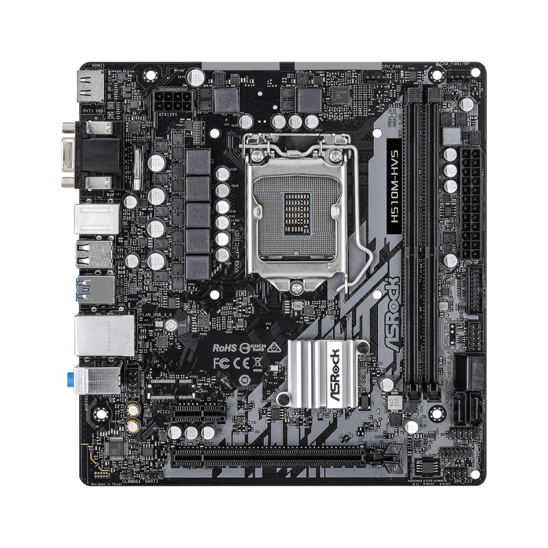 Материнська плата ASRock H510M-HVS (1200/H510, 2*DDR4, 1xPCIex16, HDMI/VGA, 4xSATAІІІ, GLan, 7.1ch, mATX)
