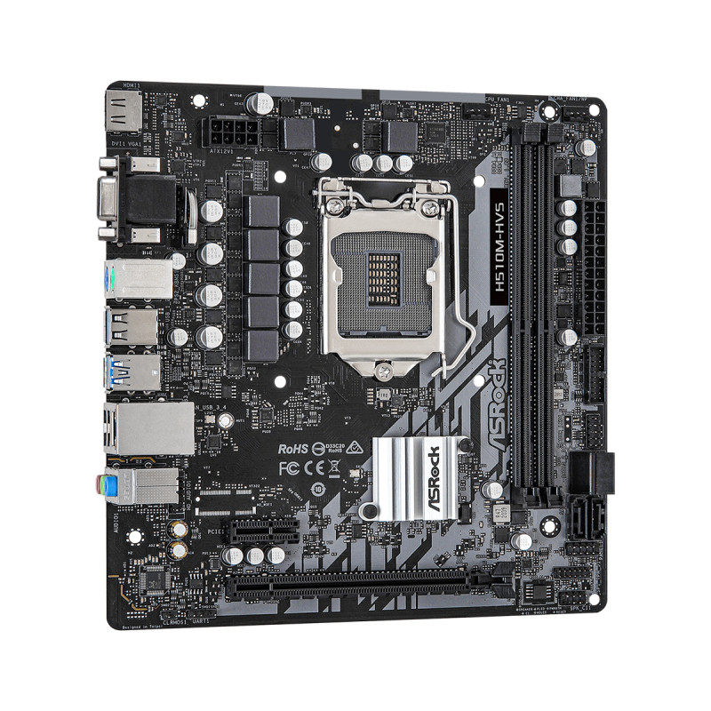 Материнська плата ASRock H510M-HVS (1200/H510, 2*DDR4, 1xPCIex16, HDMI/VGA, 4xSATAІІІ, GLan, 7.1ch, mATX)