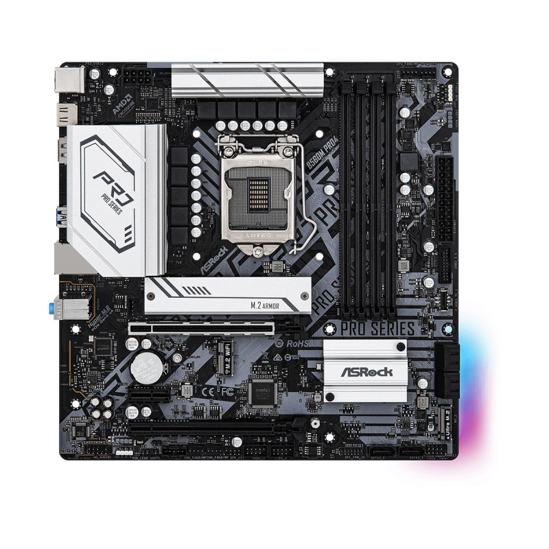 ASRock B560M PRO4/REF (1200/B560, 4*DDR4, 2xPCIex16, 6xSATAІІІ, 3xM.2, GLan, 7.1ch, mATX)