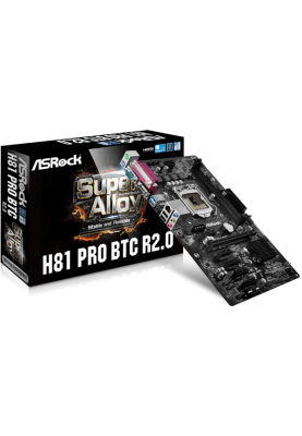 Материнська плата ASRock H81 PRO BTC R2.0/REF (1150/H81, 2*DDR3, 1 x PCIe x16, 2xSATAIII, GLan, 5.1ch, ATX)