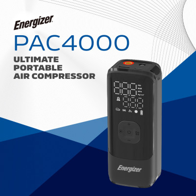Автомобільний портативний компресор Energizer PAC4000 150 PSI, Power Bank 2000 мАг, Black Автомобільний портативний компресор Energizer PAC4000 150 PSI, Power Bank 2000 мАг, Black