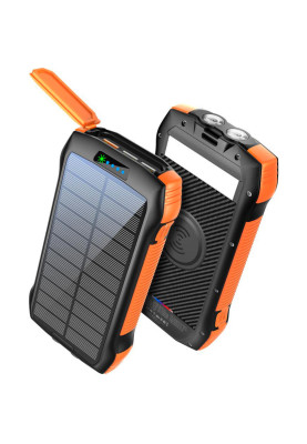 УМБ Choetech Wireless 20000mAh 20W PD,QC3.0 3USB-A,solar panel, Qi-5W Black-Orange