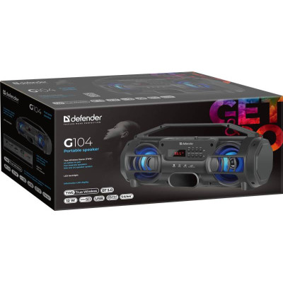 Акустична система 1.0 Defender G104 12W, Light/BT/TF/USB/TWS