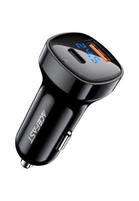 Автозарядка 2xUSB 66W (USB-C + USB-A) B4 with digital display Acefast