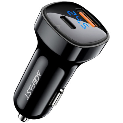 Автозарядка 2xUSB 66W (USB-C + USB-A) B4 with digital display Acefast Автозарядка 2xUSB 66W (USB-C + USB-A) B4 with digital display Acefast