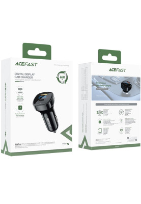 Автозарядка 2xUSB 66W (USB-C + USB-A) B4 with digital display Acefast