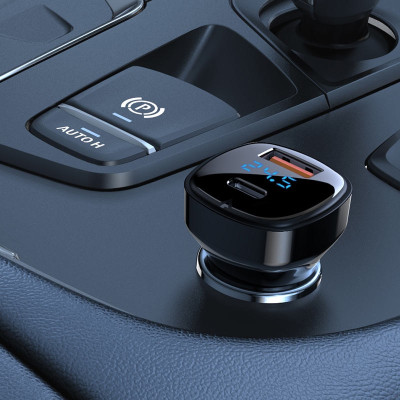 Автозарядка 2xUSB 66W (USB-C + USB-A) B4 with digital display Acefast Автозарядка 2xUSB 66W (USB-C + USB-A) B4 with digital display Acefast