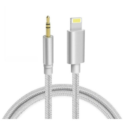 Кабель AUX Lightning-TRS Audio 3.5мм Male/Male 1м Silver