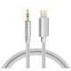 Кабель AUX Lightning-TRS Audio 3.5мм Male/Male 1м Silver