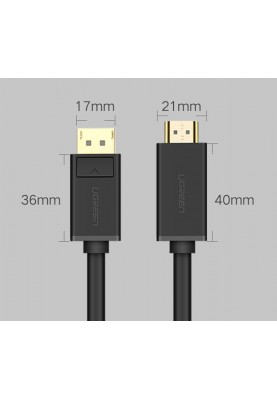 Кабель DisplayPort M-HDMI M 2 м. v1.4, DP101 чорний UGREEN